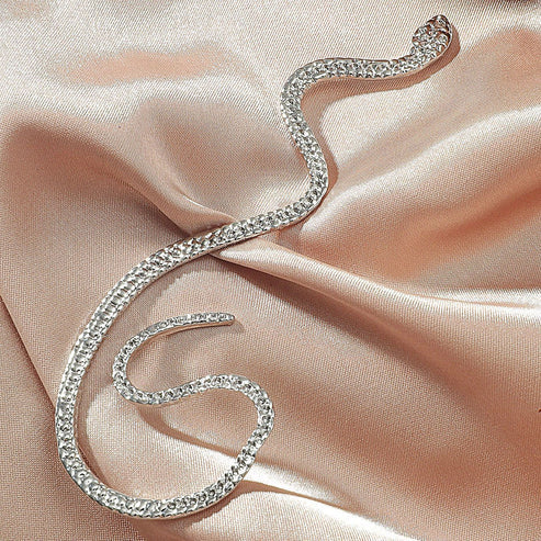 Snake-Shaped Zircon Ear Cuff – Non-Pierced Fashion Earrings for Women